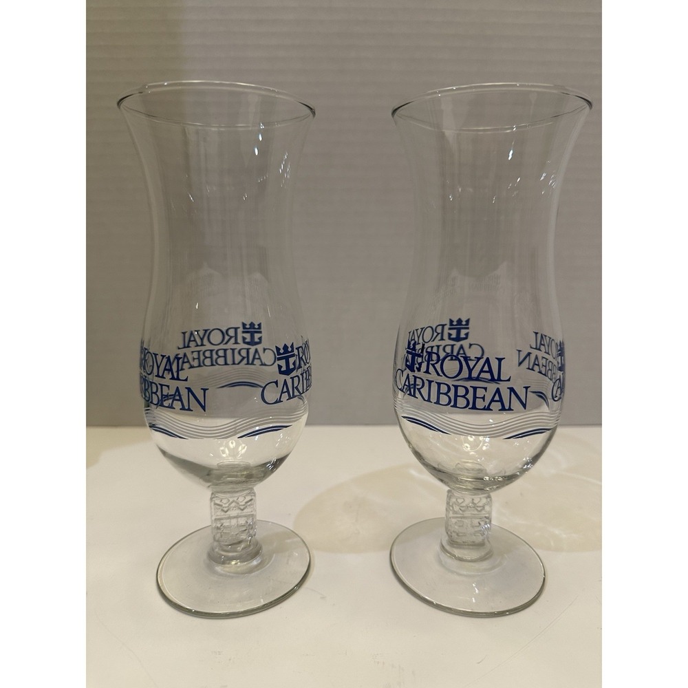 Royal Caribbean‎ Anchor Stem Hurricane Souvenir Cocktail Glasses Set Of 2